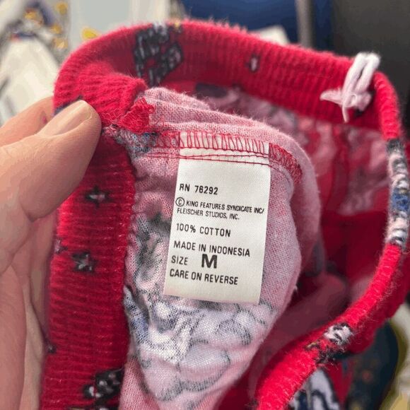 Betty Boop Intimates Pajama PJ Set Shirt Shorts Blue Red Womens Medium Vintage - Picture 8 of 9